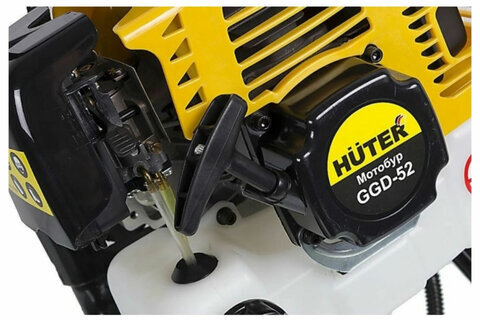 Мотобур HUTER GGD-52, 2,7 л.с., 8700 об/мин, объем двигателя 52 см3, 70/13/1