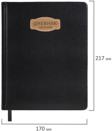 Дневник 1-11 класс 48 л., кожзам (твердая с поролоном), нашивка, BRAUBERG IGUANA, черный, 107225