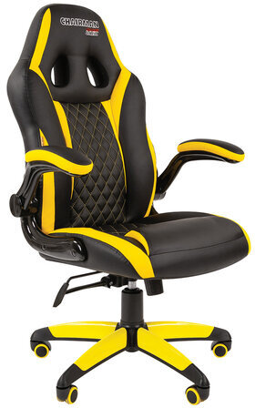 Кресло компьютерное СН GAME 15, экокожа, черное/желтое, 7028512