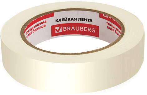 Клейкая лента малярная креппированная 25 мм х 50 м (реальная длина!), профессиональная, BRAUBERG, 228086