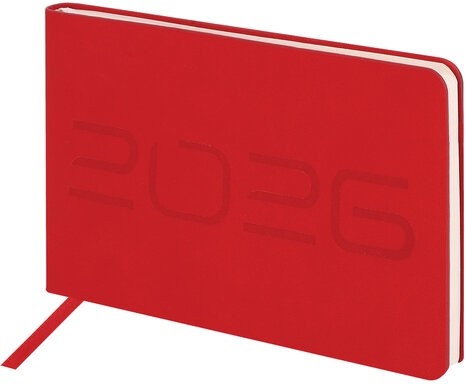 Еженедельник датированный 2026 МАЛЫЙ ФОРМАТ 105х160 мм, А6, BRAUBERG "Imprint", тиснение, красный, 117211