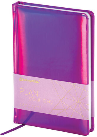 Ежедневник недатированный А5 138х213 мм BRAUBERG "Holiday" под кожу, 136 л., фиолетовый, 111671