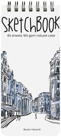 Скетчбук, белая бумага 160 г/м2, 105х220 мм, 80 л., гребень, "МИКС", 1-553/04