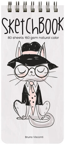 Скетчбук, белая бумага 160 г/м2, 105х220 мм, 80 л., гребень, "МИКС", 1-553/04