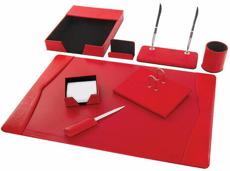 Набор настольный GALANT из экокожи, 8 предметов, под змеиную кожу, красный, 232283