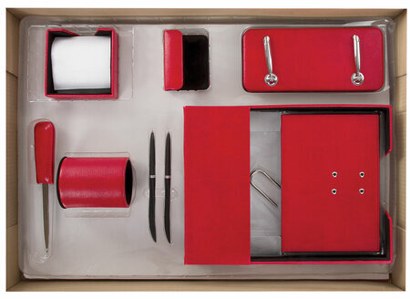 Набор настольный GALANT из экокожи, 8 предметов, под змеиную кожу, красный, 232283