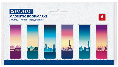 Закладки для книг МАГНИТНЫЕ, "MIX 3", набор 30 шт., 60x20 мм, BRAUBERG, 113179