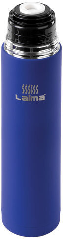 Термос LAIMA классический с узким горлом, 1 л, нержавеющая сталь, синий, 605124