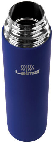 Термос LAIMA классический с узким горлом, 1 л, нержавеющая сталь, синий, 605124