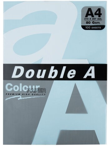 Бумага цветная DOUBLE A, А4, 80 г/м2, 100 л. (5 цветов x 20 листов), микс пастель
