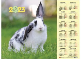 Календарь настенный листовой 2023 г., формат А2 (60х45 см), &quot;Год Кролика 2&quot;, HATBER, Кл2_28014