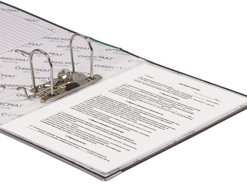 Папка-регистратор ОФИСМАГ, фактура стандарт, с мраморным покрытием, 75 мм, зеленый корешок, 225585