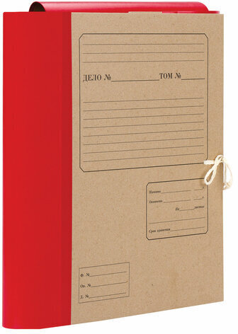 Папка для бумаг архивная А4 (225х310 мм), 120 мм, 4 завязки, крафт, корешок - бумвинил, 123204