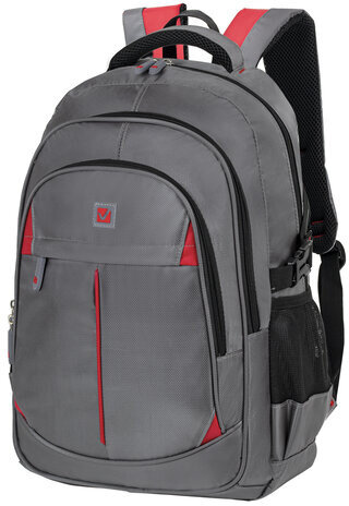 Рюкзак BRAUBERG TITANIUM универсальный, серый, красные вставки, 45х28х18см, 270767