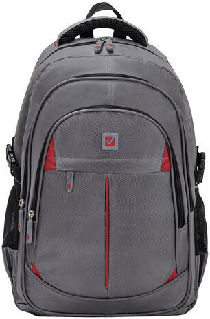 Рюкзак BRAUBERG TITANIUM универсальный, серый, красные вставки, 45х28х18см, 270767
