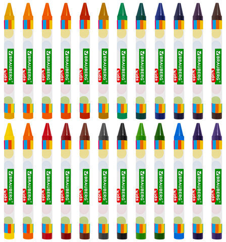 Восковые мелки BRAUBERG KIDS, НАБОР 24 цвета, 271697