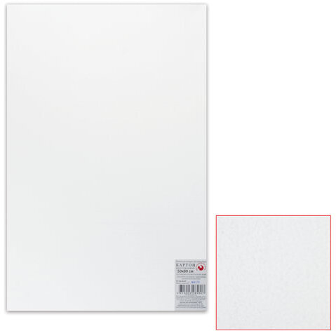 Картон белый грунтованный для живописи, 50х80 см, двусторонний, толщина 2 мм, акриловый грунт