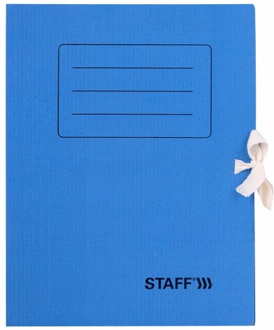 Папка архивная с завязками А4 (325х250 мм), 75 мм, до 700 листов, микрогофрокартон, СИНЯЯ, STAFF, 128870