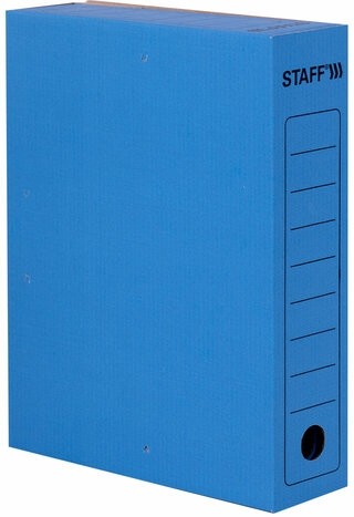 Папка архивная с завязками А4 (325х250 мм), 75 мм, до 700 листов, микрогофрокартон, СИНЯЯ, STAFF, 128870