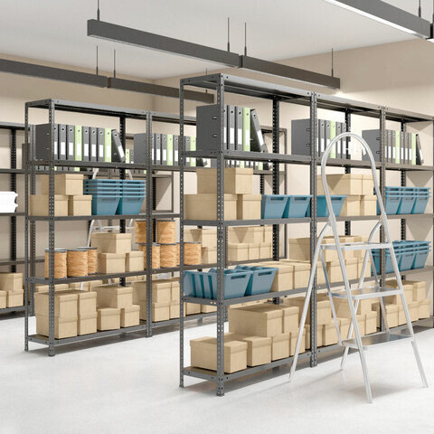 Стеллаж металлический BRABIX "ГРАФИТ MS KD-180/40/70-5", лофт, 1800х700х400 мм, 5 полок, 291268, S240BR124593