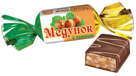 Конфеты шоколадные СЛАВЯНКА "Медунок" с орехом и мягкой карамелью, 1000 г, пакет, 20538