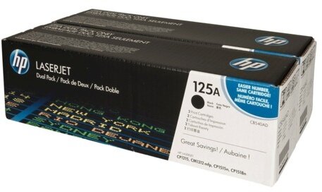 Картридж лазерный HP (CB540AD) ColorLJ CP1215 и др, №125A, черный, оригинальный, КОМПЛЕКТ 2 шт., ресурс 2х2200 страниц