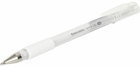 Ручка гелевая с грипом BRAUBERG "White", БЕЛАЯ, пишущий узел 1 мм, линия письма 0,5 мм, 143416