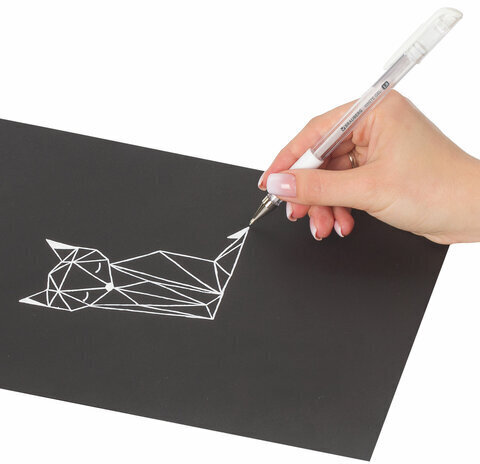 Ручка гелевая с грипом BRAUBERG "White", БЕЛАЯ, пишущий узел 1 мм, линия письма 0,5 мм, 143416