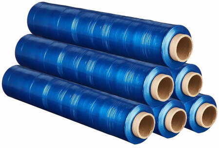 Стрейч-пленка для ручной упаковки, вторичное сырье, СИНЯЯ 50 см х 217 м, 20 мкм, 2 кг – нетто
