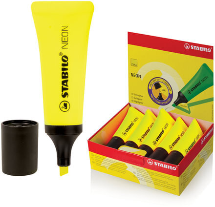 Текстовыделитель STABILO "Neon", ЖЕЛТЫЙ, линия 2-5 мм, 72/24