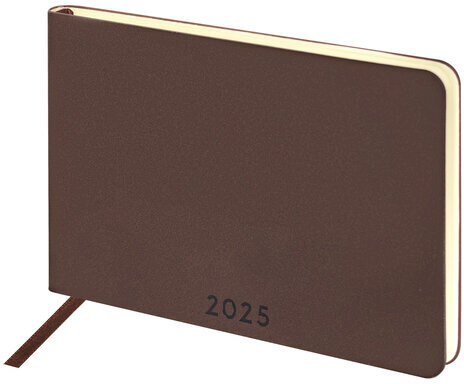 Еженедельник датированный 2025 МАЛЫЙ ФОРМАТ 95х155 мм А6, BRAUBERG "Unique", темно-коричневый, 115997