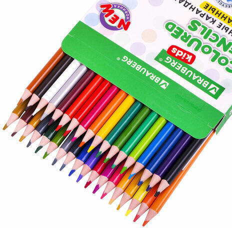 Карандаши цветные BRAUBERG KIDS NEW, 36 цветов, трехгранные, грифель 3 мм, 182003