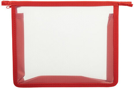 Папка для тетрадей ПИФАГОР А5, пластик, молния сверху, прозрачная, красный, 272114