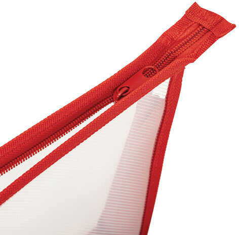 Папка для тетрадей ПИФАГОР А5, пластик, молния сверху, прозрачная, красный, 272114