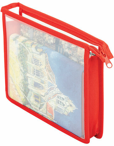 Папка для тетрадей ПИФАГОР А5, пластик, молния сверху, прозрачная, красный, 272114