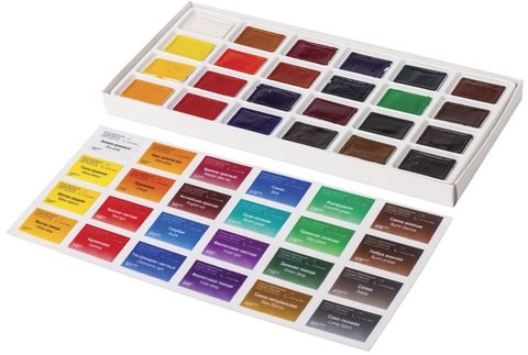 Краски акварельные художественные "Сонет", 24 цвета, кювета 2,5 мл, картонная коробка, 3541139
