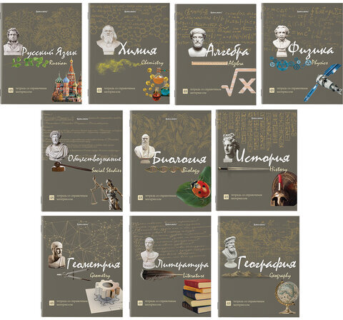 Тетради предметные, КОМПЛЕКТ 10 ПРЕДМЕТОВ, "STATUS", 48 листов, глянцевый УФ-лак, BRAUBERG, 404027