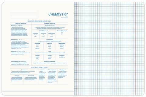 Тетрадь предметная со справочным материалом ORIGINAL 48 л., TWIN лак, ХИМИЯ, клетка, BRAUBERG, 404308