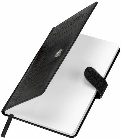 Еженедельник датированный 2024 А5 145х215 мм BRAUBERG "Party", под кожу, черный, 115033