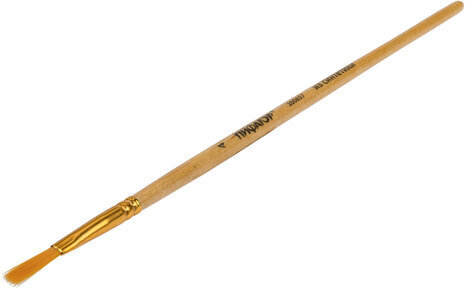 Кисть ПИФАГОР, СИНТЕТИКА, плоская, № 4, деревянная лакированная ручка, с колпачком, 200857