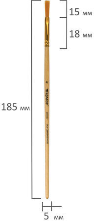 Кисть ПИФАГОР, СИНТЕТИКА, плоская, № 4, деревянная лакированная ручка, с колпачком, 200857