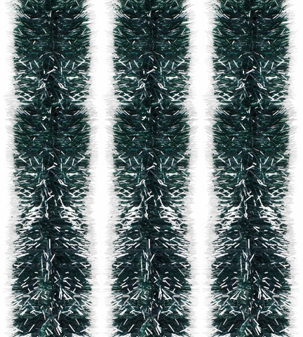 Мишура КОМПЛЕКТ 3 штуки, диаметр 100 мм, длина 2 м, зеленая с белыми кончиками, 592217