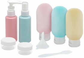 Дорожный набор флаконов в косметичке, 7 флаконов (5х60 мл / 2х10 мл), DASWERK, 609301