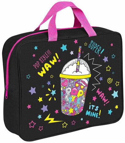 Папка на молнии с ручками BRAUBERG А4, 1 отделение, полиэстер, 80 мм, "Pop style", 271480