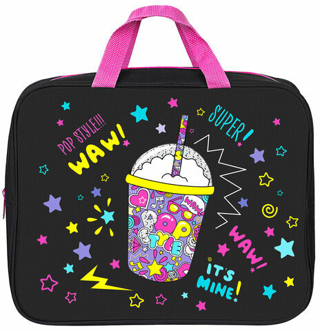 Папка на молнии с ручками BRAUBERG А4, 1 отделение, полиэстер, 80 мм, "Pop style", 271480