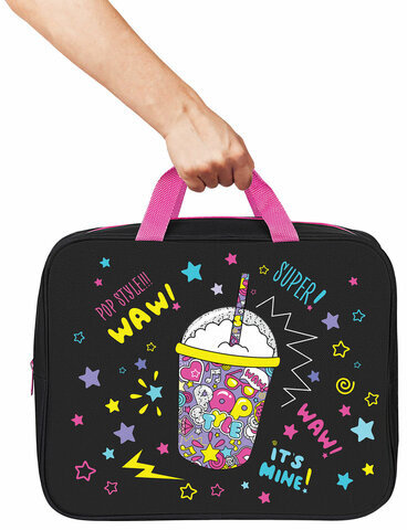 Папка на молнии с ручками BRAUBERG А4, 1 отделение, полиэстер, 80 мм, "Pop style", 271480