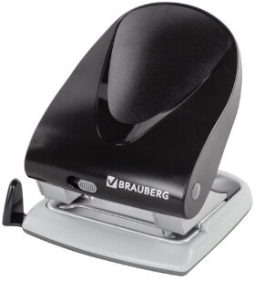 Дырокол BRAUBERG &quot;G-Line&quot;, до 40 листов, черный, 224341