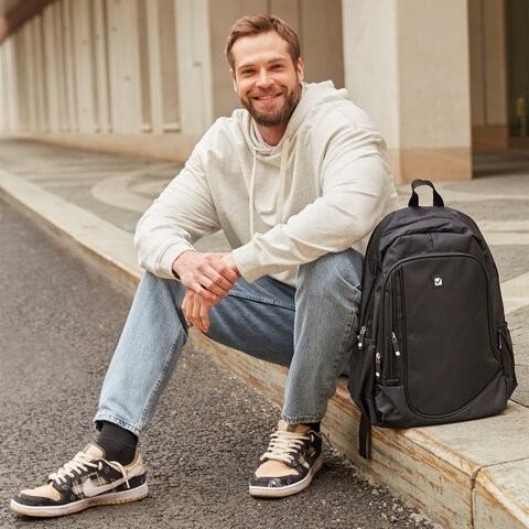 Рюкзак BRAUBERG B-TR1606 для старшеклассников/студентов, 22 л, черный, "Навигатор", 30х17х45 см, 225291