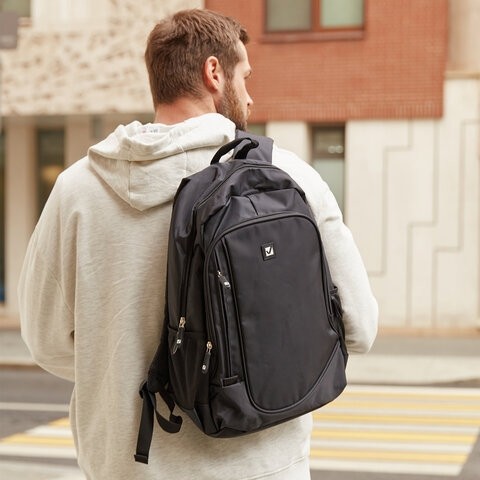 Рюкзак BRAUBERG B-TR1606 для старшеклассников/студентов, 22 л, черный, "Навигатор", 30х17х45 см, 225291