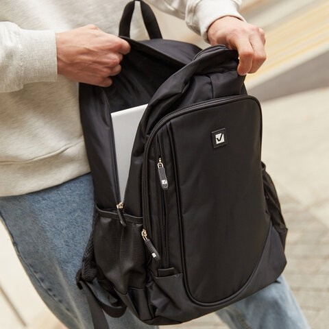 Рюкзак BRAUBERG B-TR1606 для старшеклассников/студентов, 22 л, черный, "Навигатор", 30х17х45 см, 225291